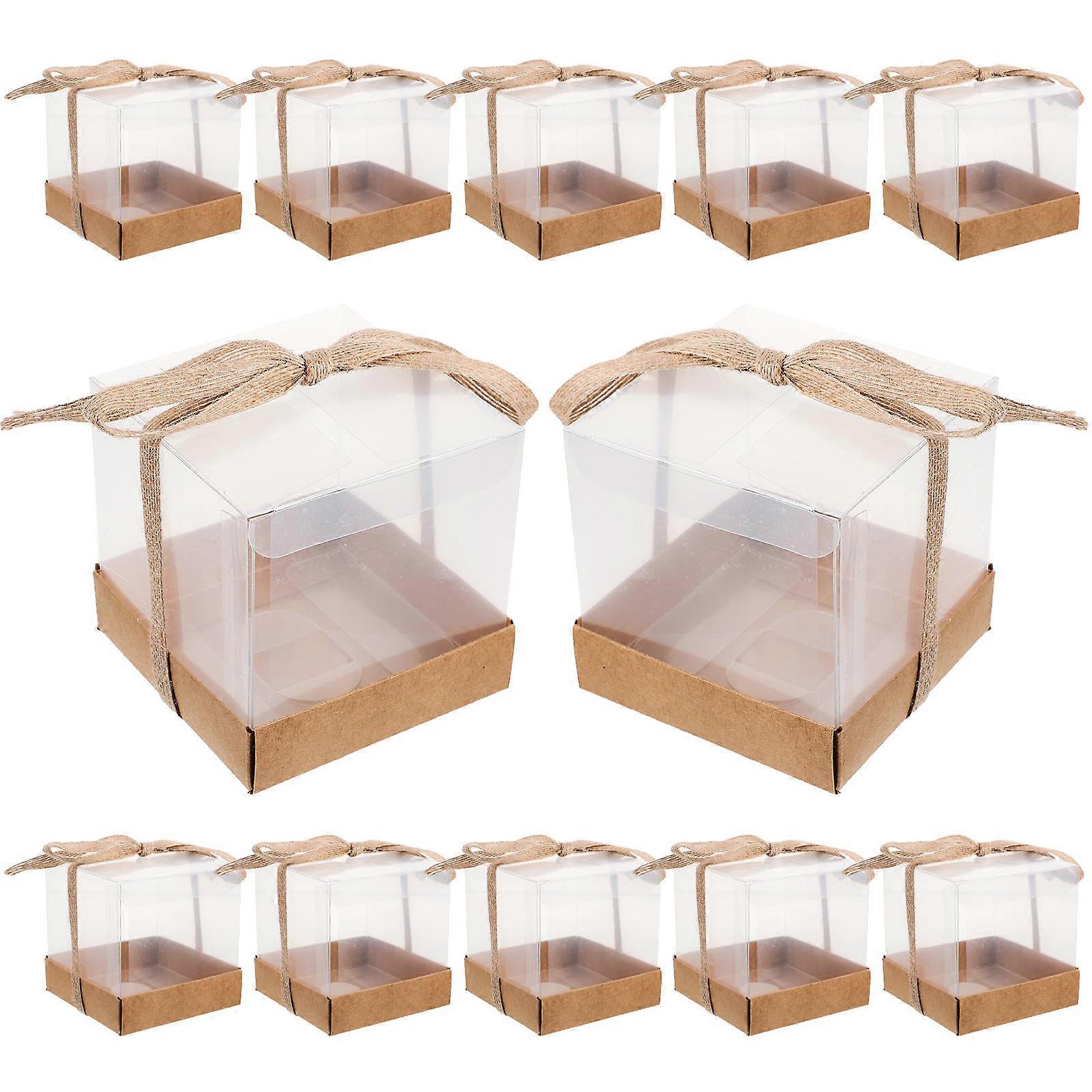 Wedding Gift Storage Boxes with Ribbon and Base for Small Candies 12pcs Assorted Color PET