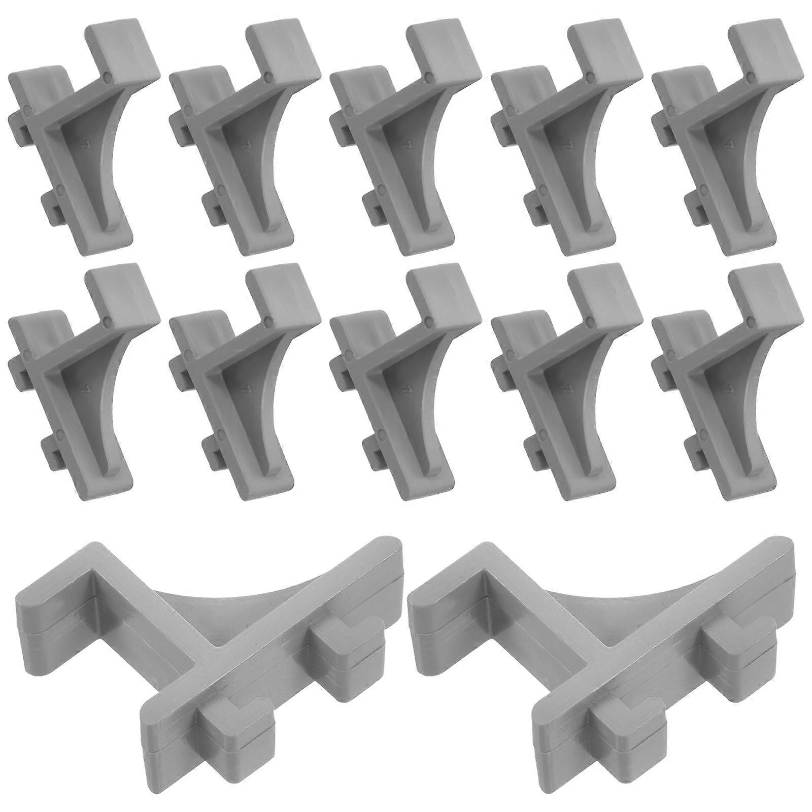 Refrigerator Shelf Clips for Reliable Support Grey Plastic 12pcs