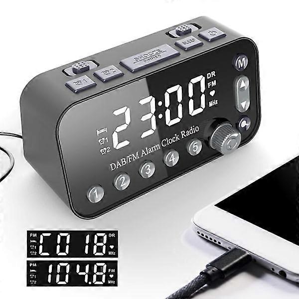 Radiosveglia digitale DAB+ FM portatile con timer di spegnimento, radio stereo alimentata a batteria