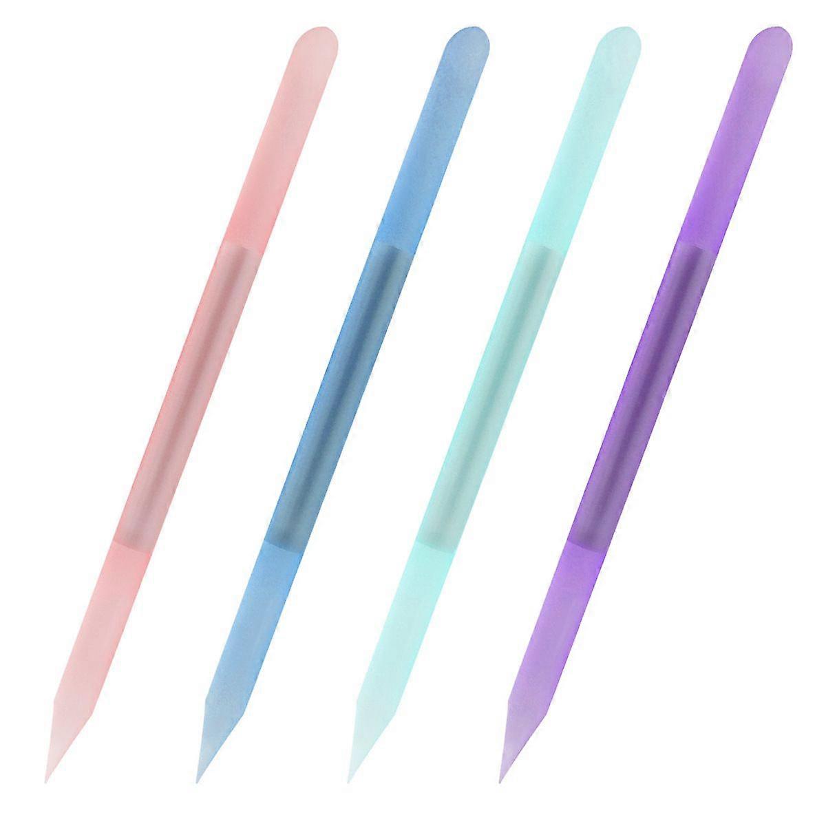 4pcs Nano Glass Nail File: Double End Glass Cuticle Pusher and Filing Tool - Precision Nail Buffer - Manicure Stick for Home and Salon Use