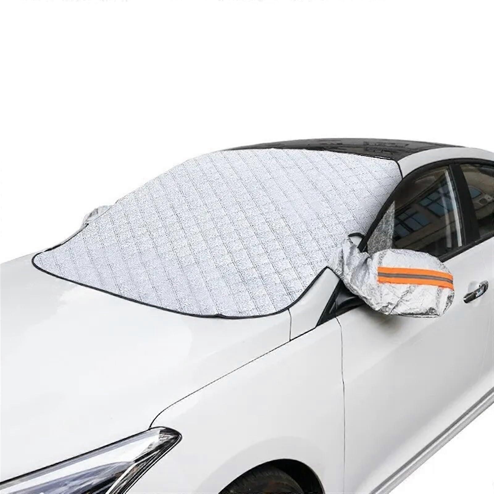 Elastic Car Sunshade Net For Windshield, Magnetic Frost Protection, Mesh Construction, Universal Fit, Black/Silver