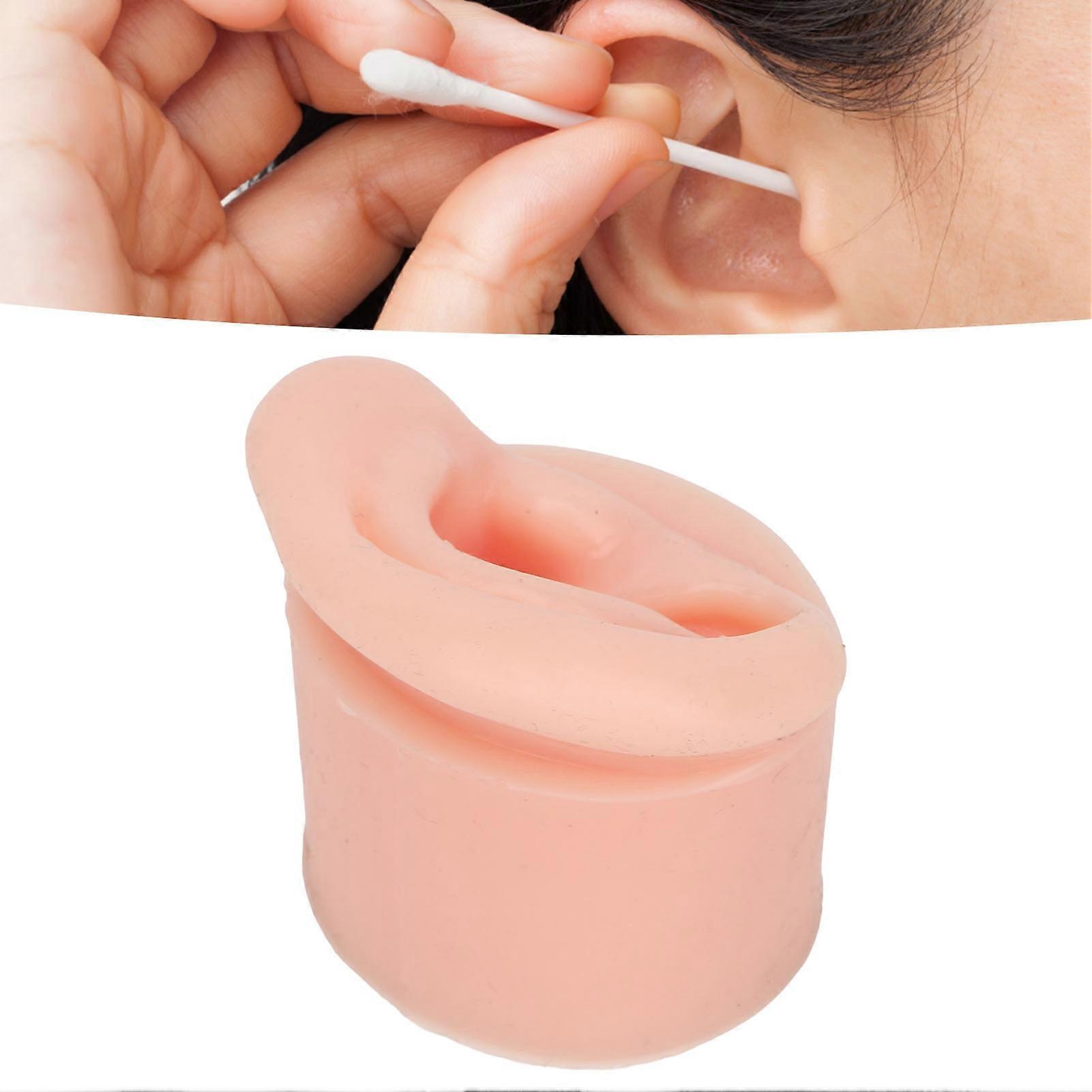 Silicone Ear Model Flexible Soft Reusable High Simulation Piercing Ear Model for Education Display Light Skin Left 