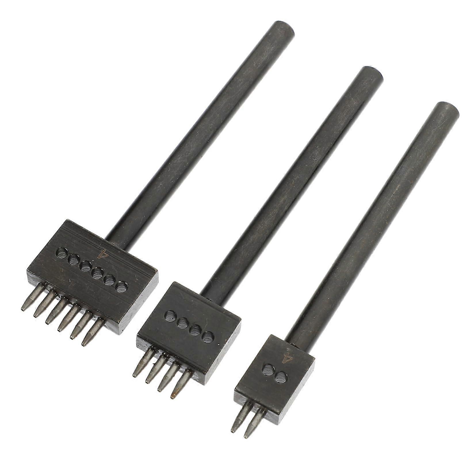 3 Pieces Round Hole Punch Tool for Leather Craft, Belt, Watch and Shoe Making, Practical Hand Tool with 12.3X3cm Spacing, Black 2