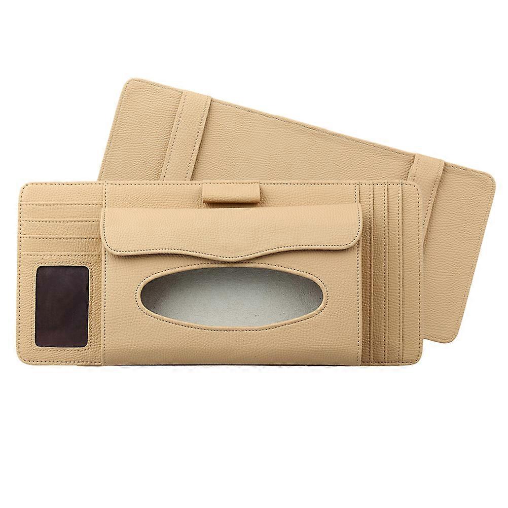 Automobile Tissue Holder Multi-Functional Design For Car Vehicle Sun Visor Beige With Easy Access 1Pcs
