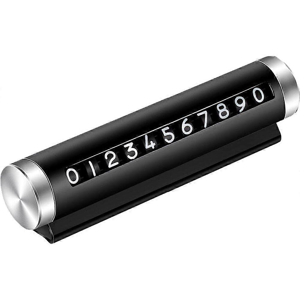 Temporary Parking Number Plate with Phone Number Card - Universal Rotating Car Accessory, Black Color, Compatible with All Vehicles
