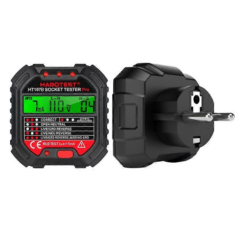 HT107 Socket Socket Meter US Plug Voltage Test RCD Line Tester Voltage Measurement LCD Display Socket Meter for Leakage Protection