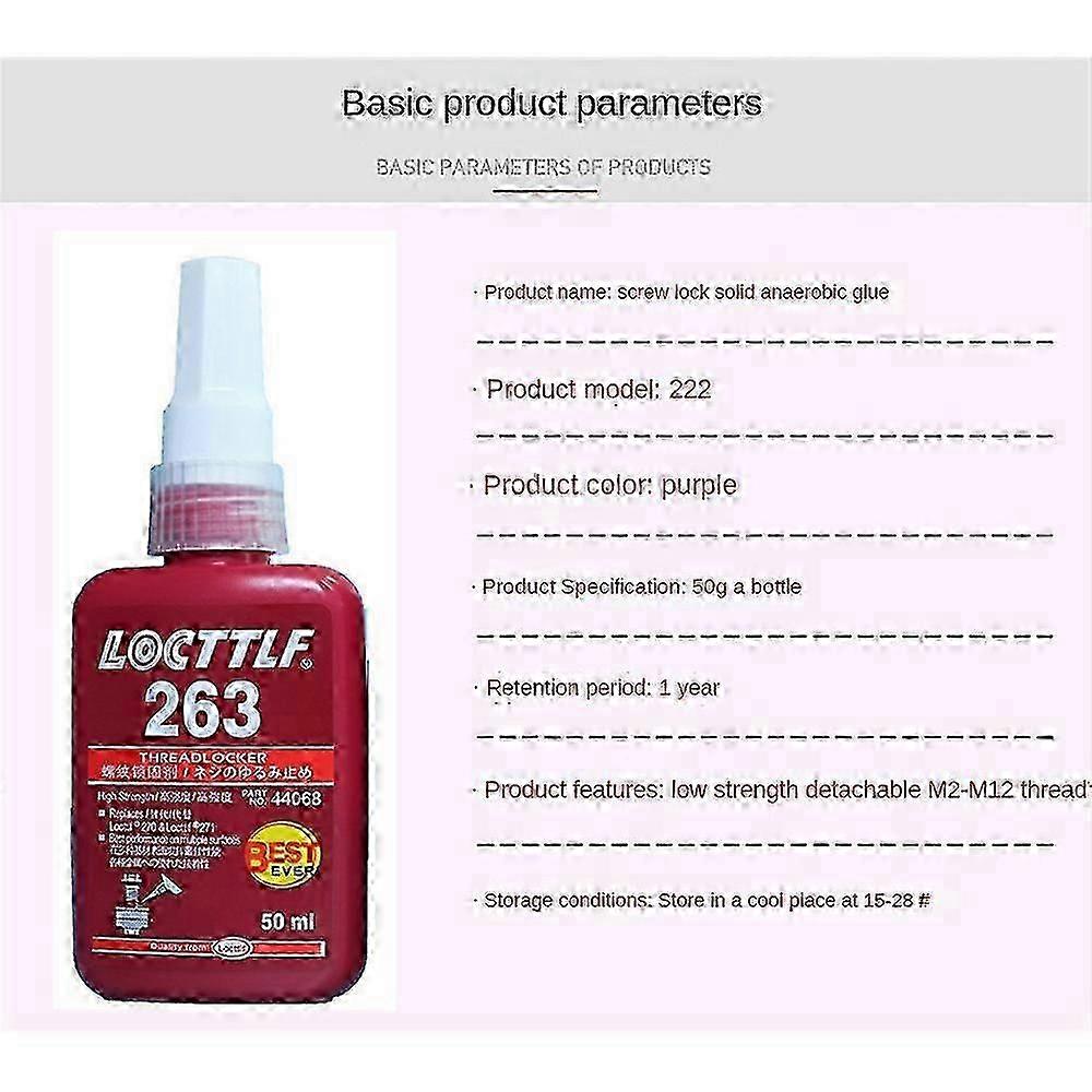 Loctite 243/242/263/271/222 Thread Lock Blue Bolt Stud Fast Fix Screw Glue 50ML