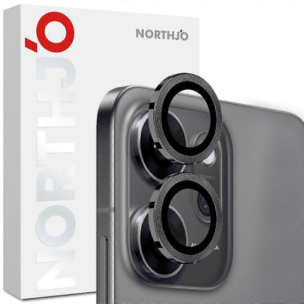 TKdaddy NORTHJO 1 Σετ Για Oppo Reno14 F 5G Σκληρυμένο Γυαλί Φακός Φακός Φιλμ CD Φλέβες Μεταλλικός Δακτύλιος Προφυλακτήρας Φακού Μαύρο