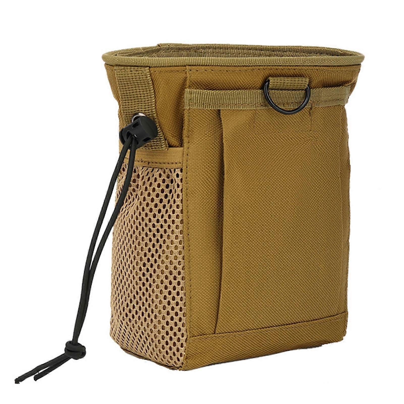 Belt Storage Bag for Outdoor Use, Waterproof Waist Pack with Drawstring, Multiple Pockets, Khaki Camping Tool Organizer