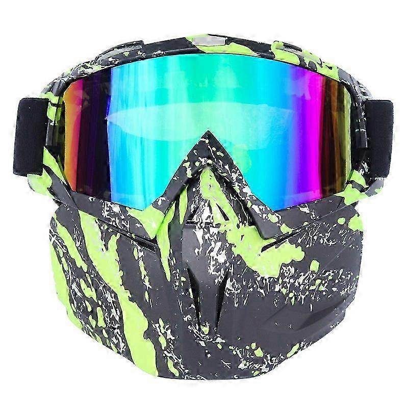 BF658 PC Goggles Motorcycle Racing Mask Goggles with Storage Bag Green + Black (Multi-color, Green Black)