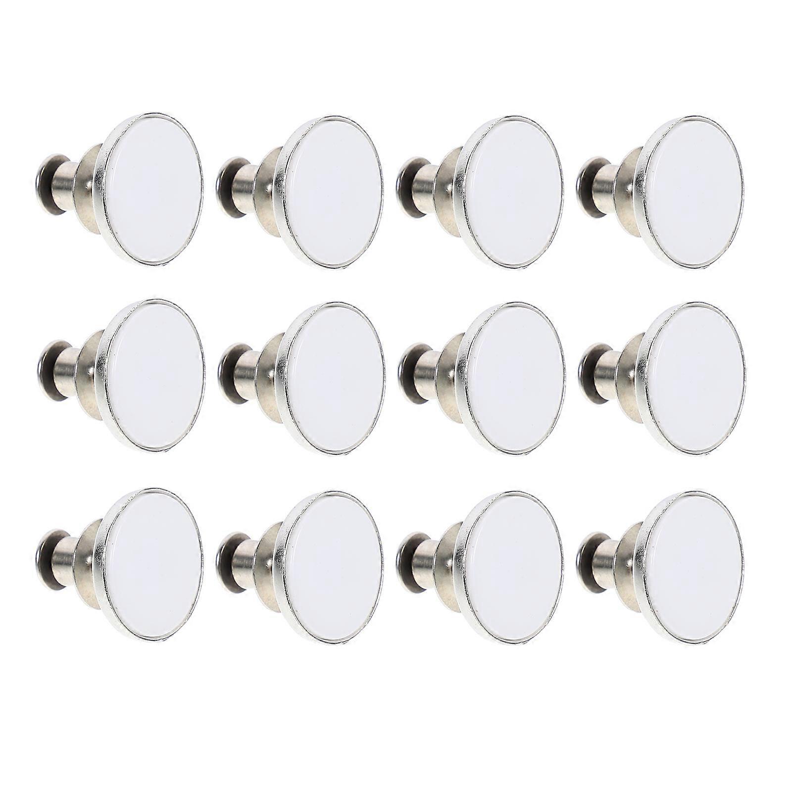 White Alloy Jeans Snap Buttons for DIY Fixing Clothes with Firm Adjustment No Tools Needed 12pcs