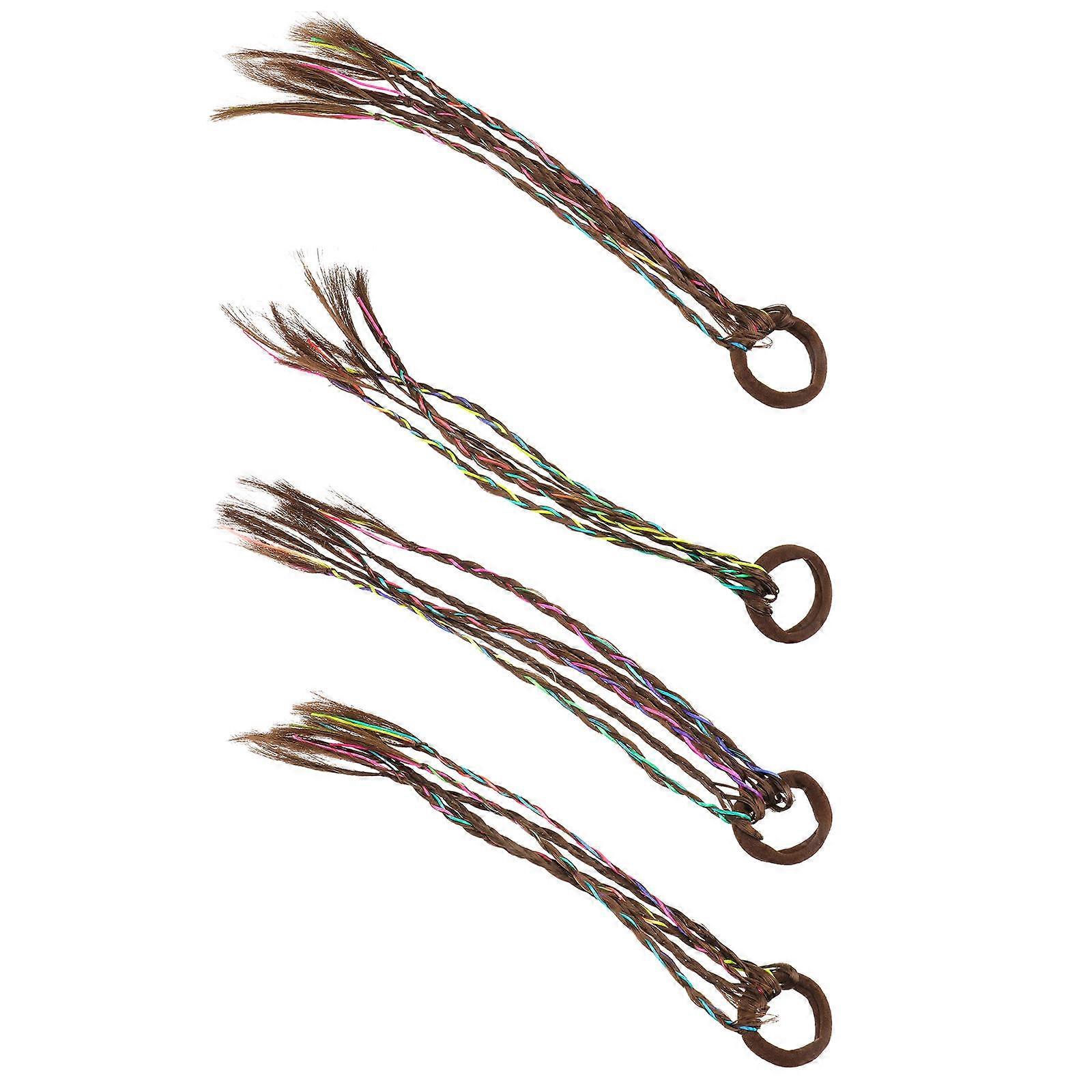 Brown Plastic Hair Ropes for Kids with Stylish Design and Festive Party Atmosphere 4Pcs
