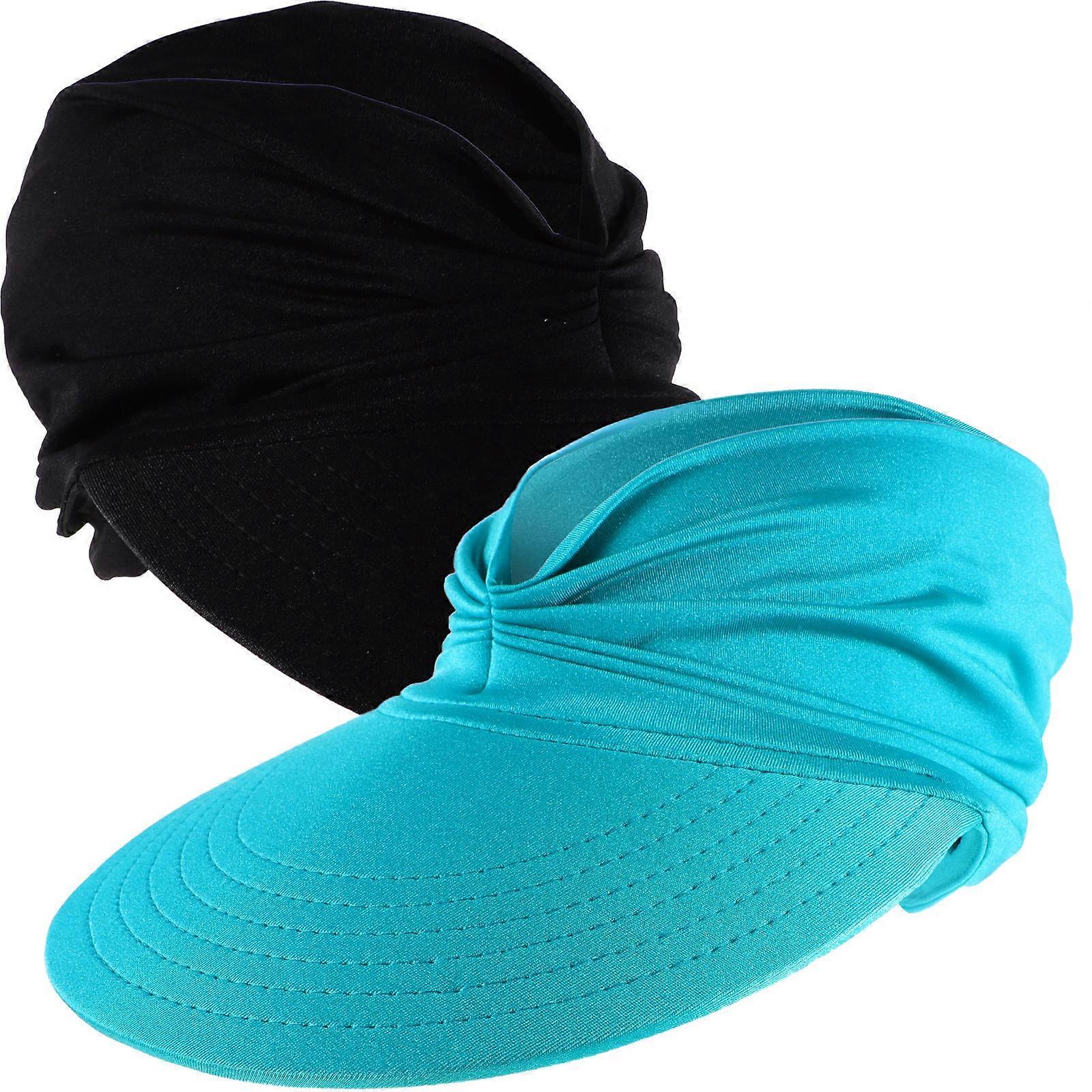 Summer Beach Sun Visors 2Pcs Ventilated Design Hats For Girls Pool Activities Assorted Color Prevent Squinting