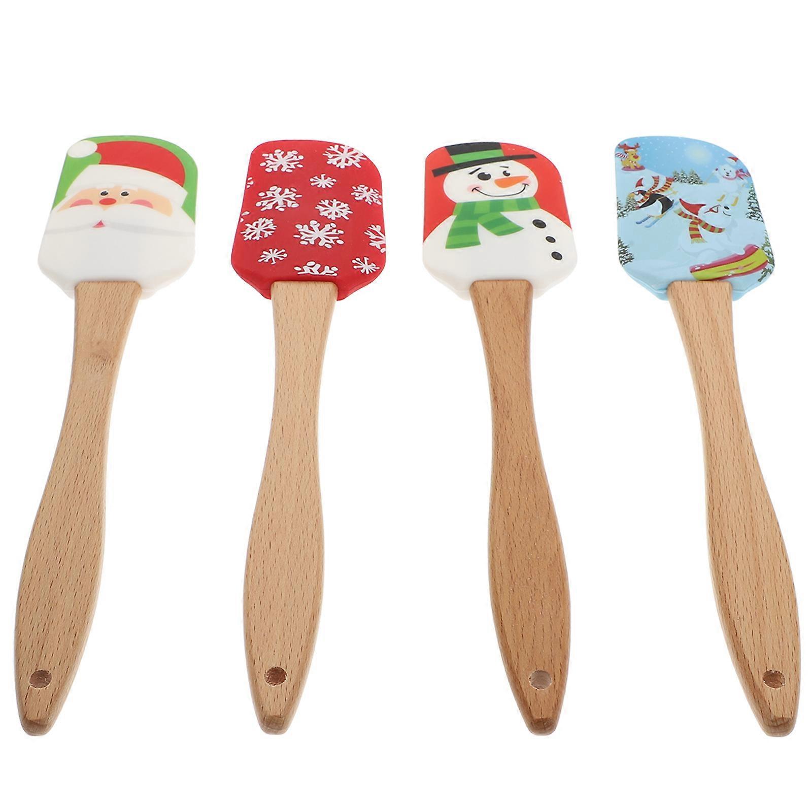 Assorted Color 4Pcs Christmas Baking Tool Set Featuring Silicone Cake Spatulas Perfect For Families And Friends