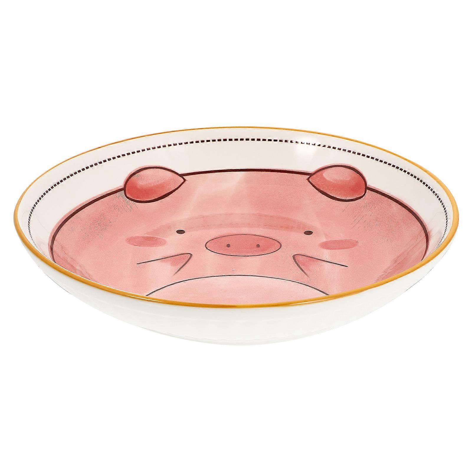 Round Ceramic Plate Cartoon Design Fruit Plate For Meal Time With Modern Style 1Pcs