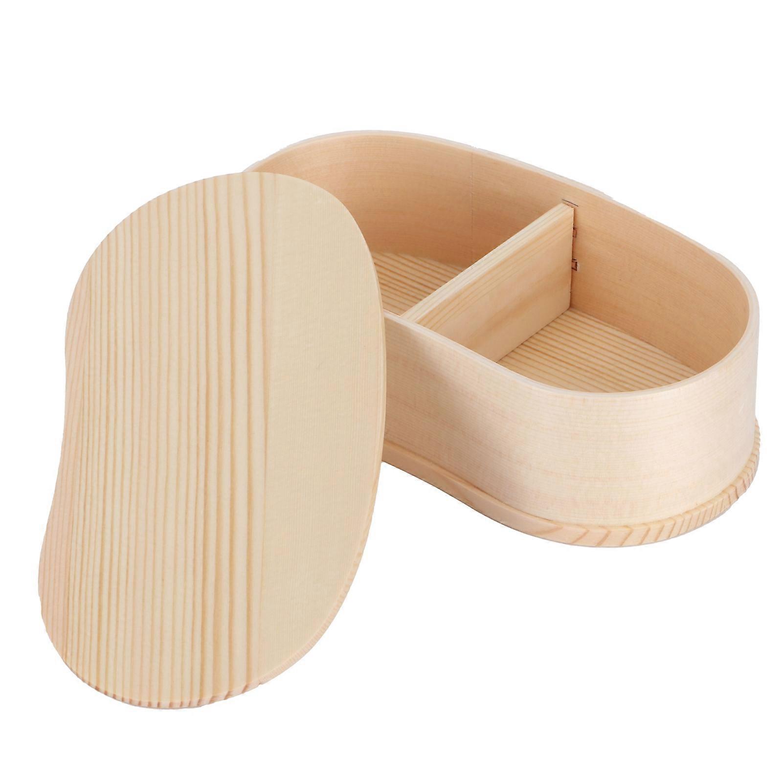 Portable Lunch Box Set Japanese Wooden Food Storage Container for Home Picnic 17x9cm
