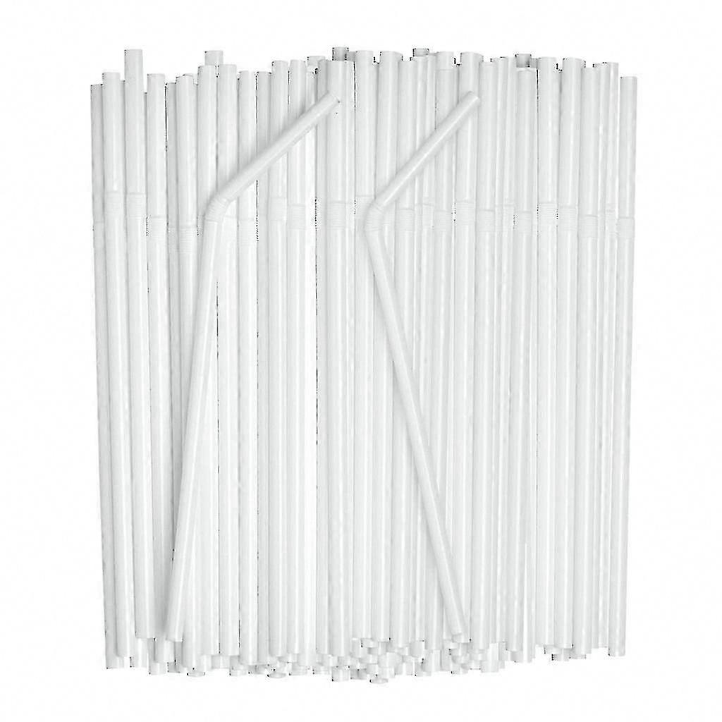 Individually Packed White Plastic Flexible Straws for Kitchen & Dining Room Use