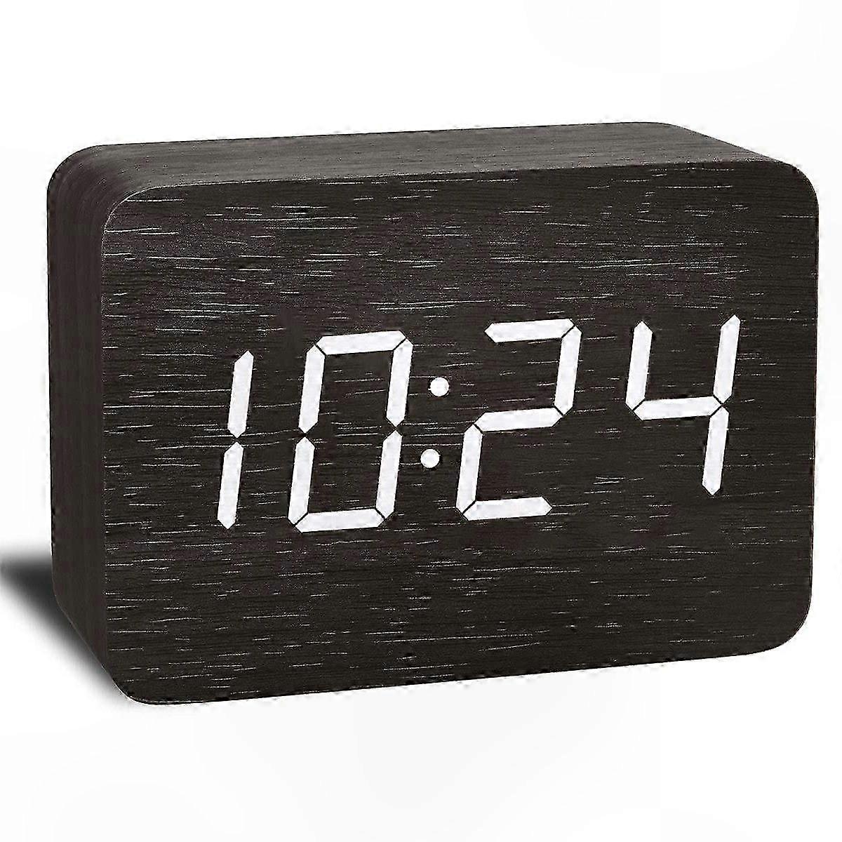 Wooden-Style Digital Alarm Clock with LED Display, Modern Design and Advanced Features