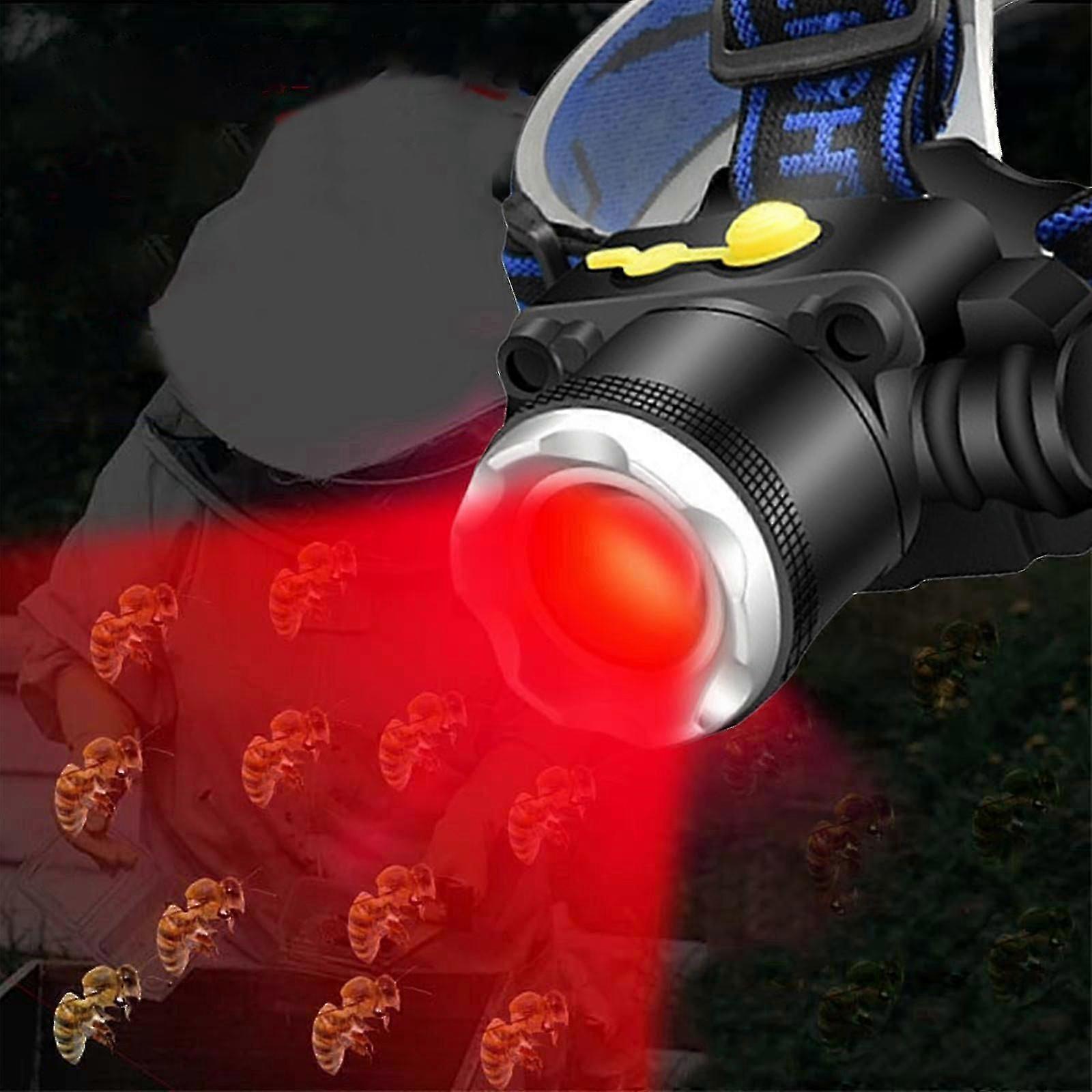 Headlamp for Red Light Beekeeping with a Focused Flashlight for Catching Bees and Checking Molasses