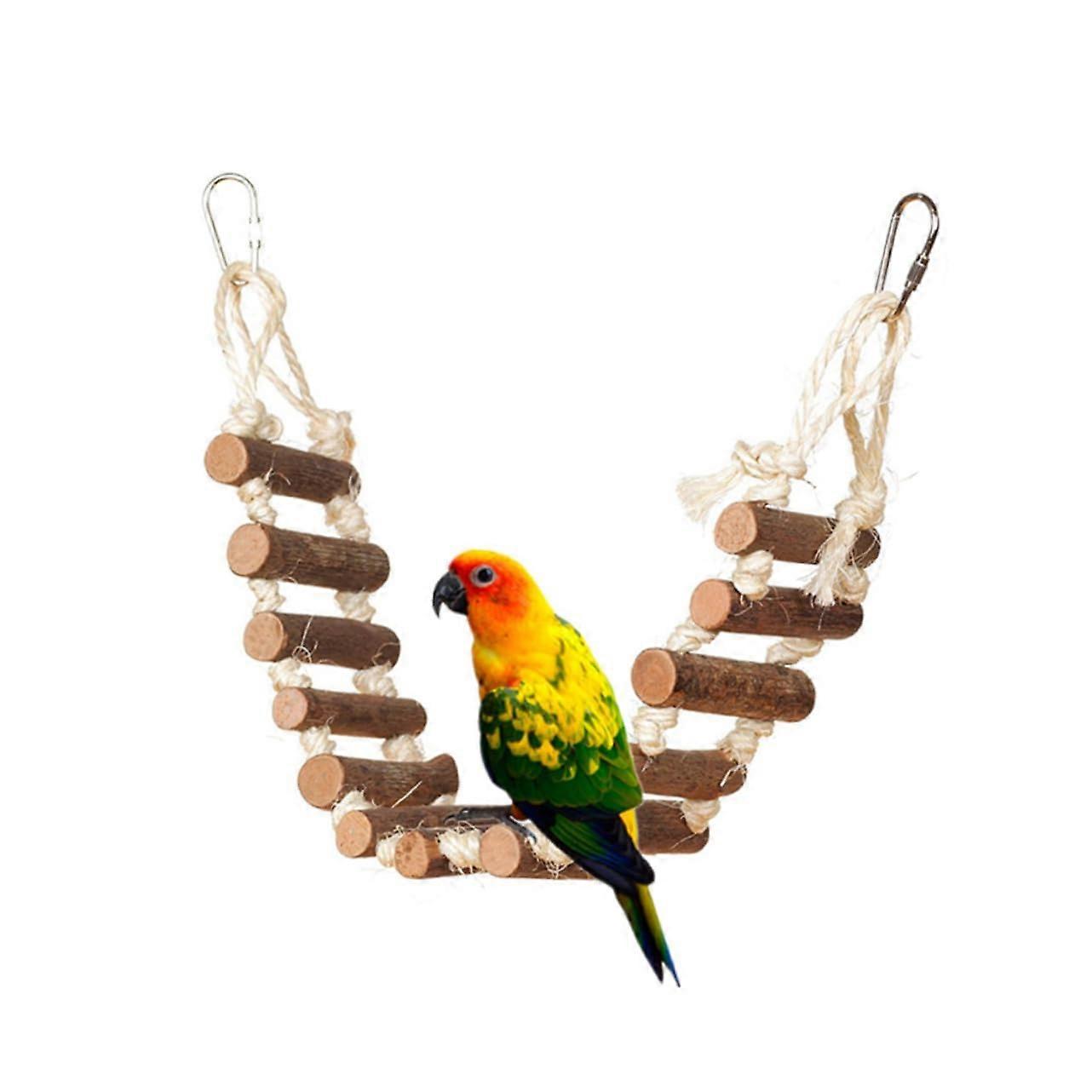 Natural Parrot Hanging Bridge Toy for Birds - Chew Toy and Climbing Ladder for Budgies, Cockatiels, and Small Birds Size 2