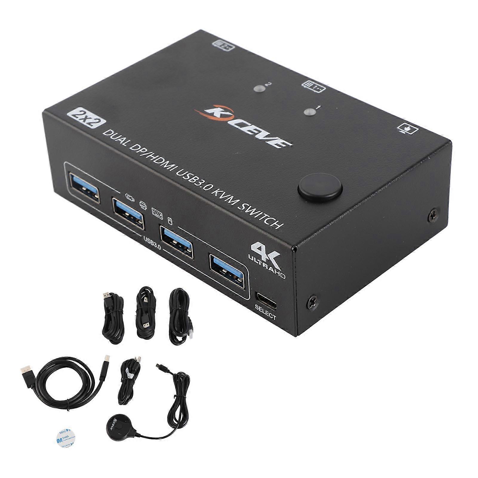 KVM Switch 3 DP 3 HD Multimedia Interface 4K 60HZ KVM Switcher USB3.0 Ports Support Extended
