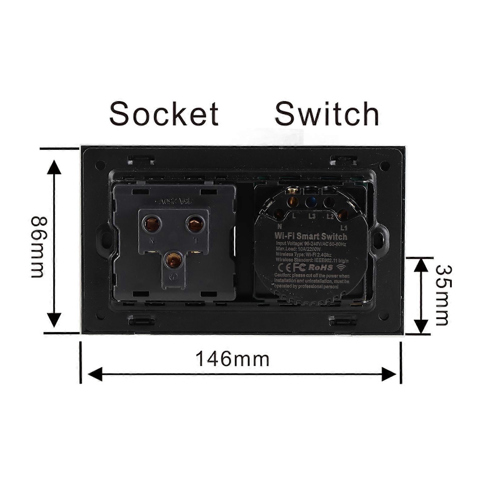 WiFi Smart Wall Outlet 2 in 1 Smart Socket Switch with Voice and APP Touch Control Compatible with Alexa Assistant