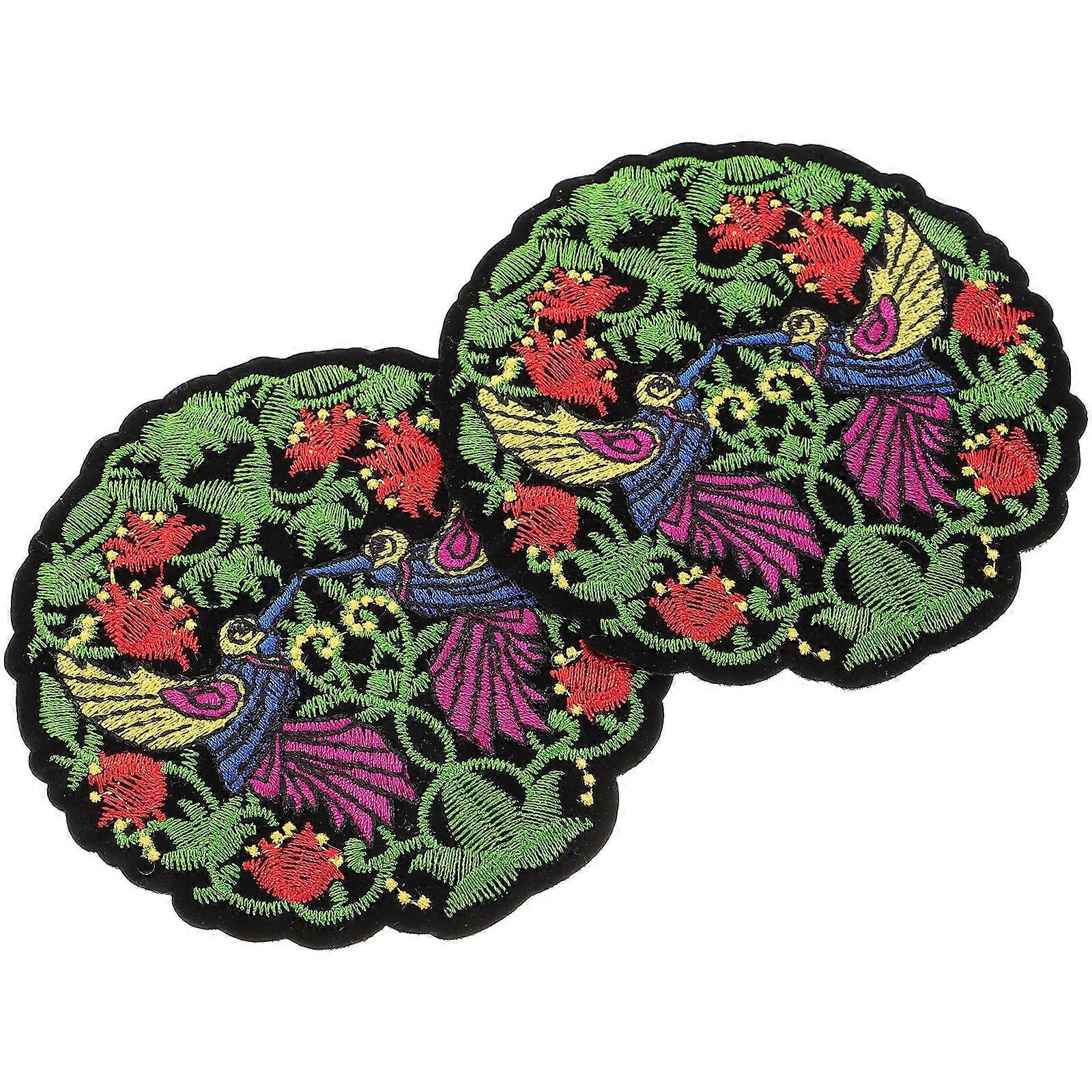 Sew on Patches Round Shape Clothes Multi Cloth Decoration Diy Projects 2Pcs