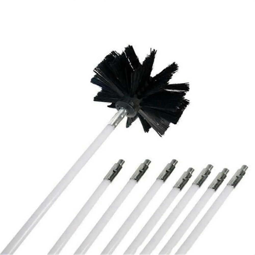 Top to Bottom Chimney Cleaning Brush Set with 8 Durable Rods and Brush Head for Efficient Flue and Chimney Maintenance