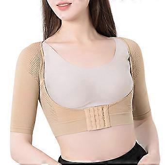 Frauen Halbe Ärmel Body Shaper Unterwäsche Haltungen Korrektor Büste Verbesserung Unsichtbarer Arm Abnehmen Elastisches Crop Top Farbe XL