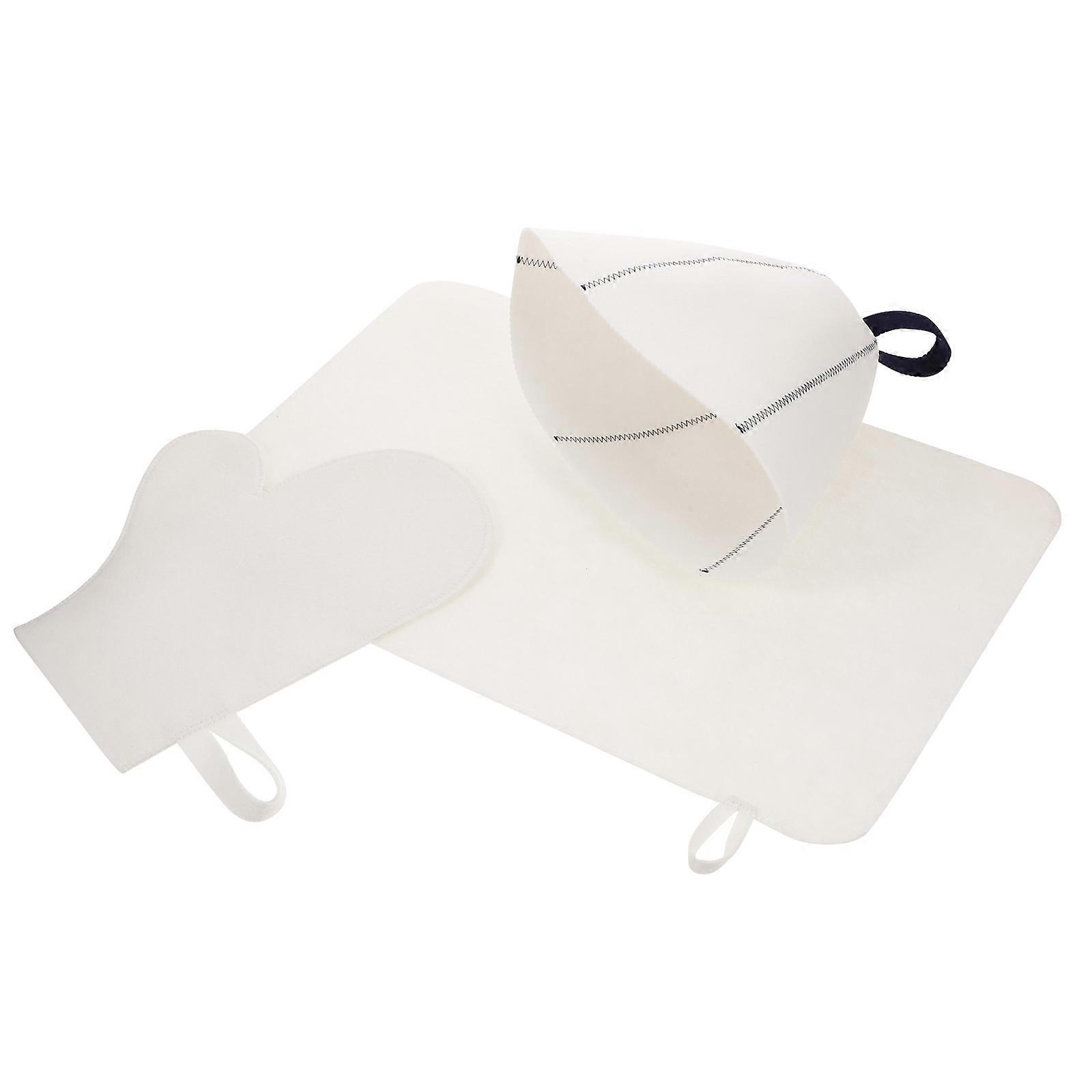 Felt Sauna Mat and Glove Sauna Accessories Set for Sauna Sessions White Felt Material Long Sauna Sessions 1 Set
