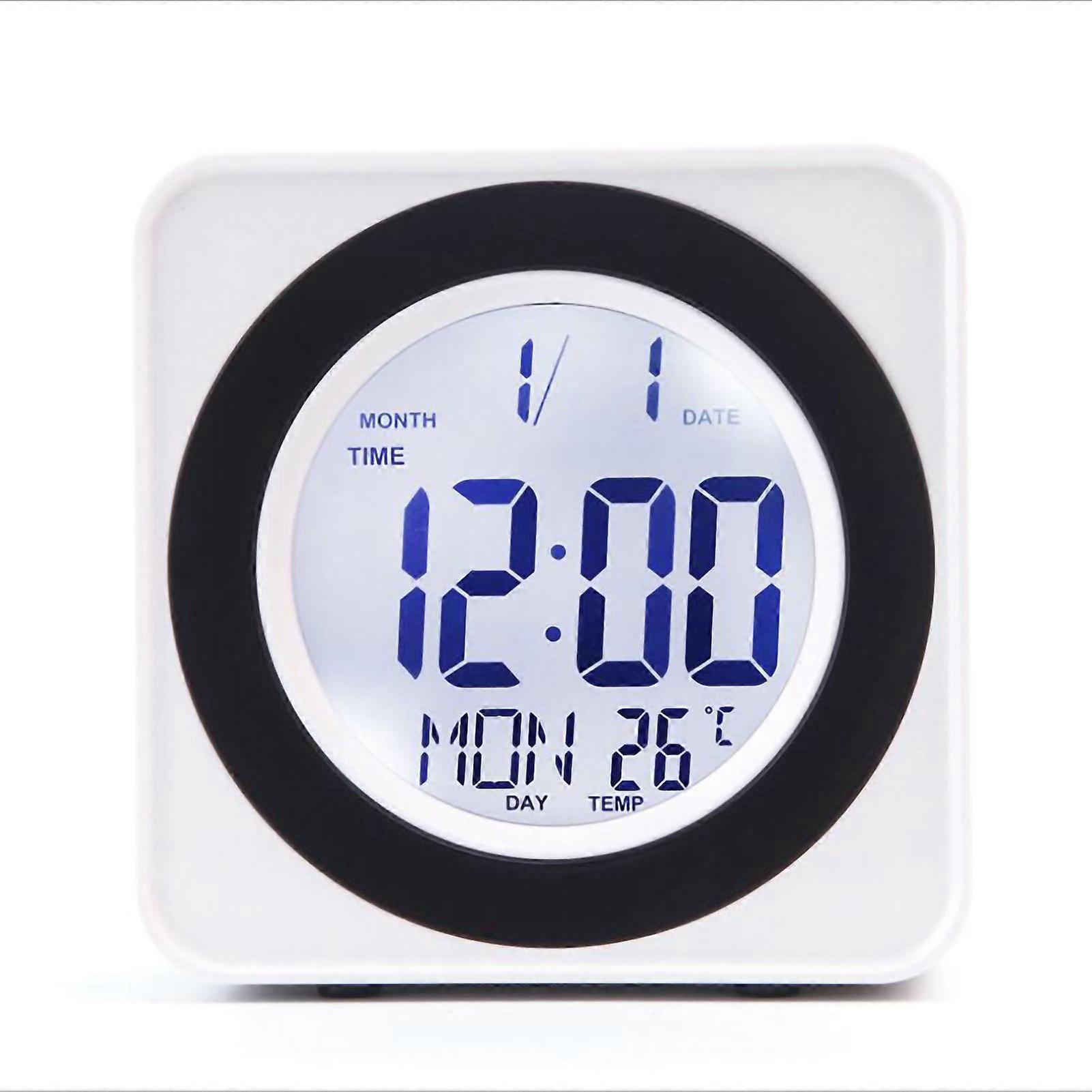 Voice Control Back Light LCD Clock Squared Electronic Clock with Calendar Temperature Display