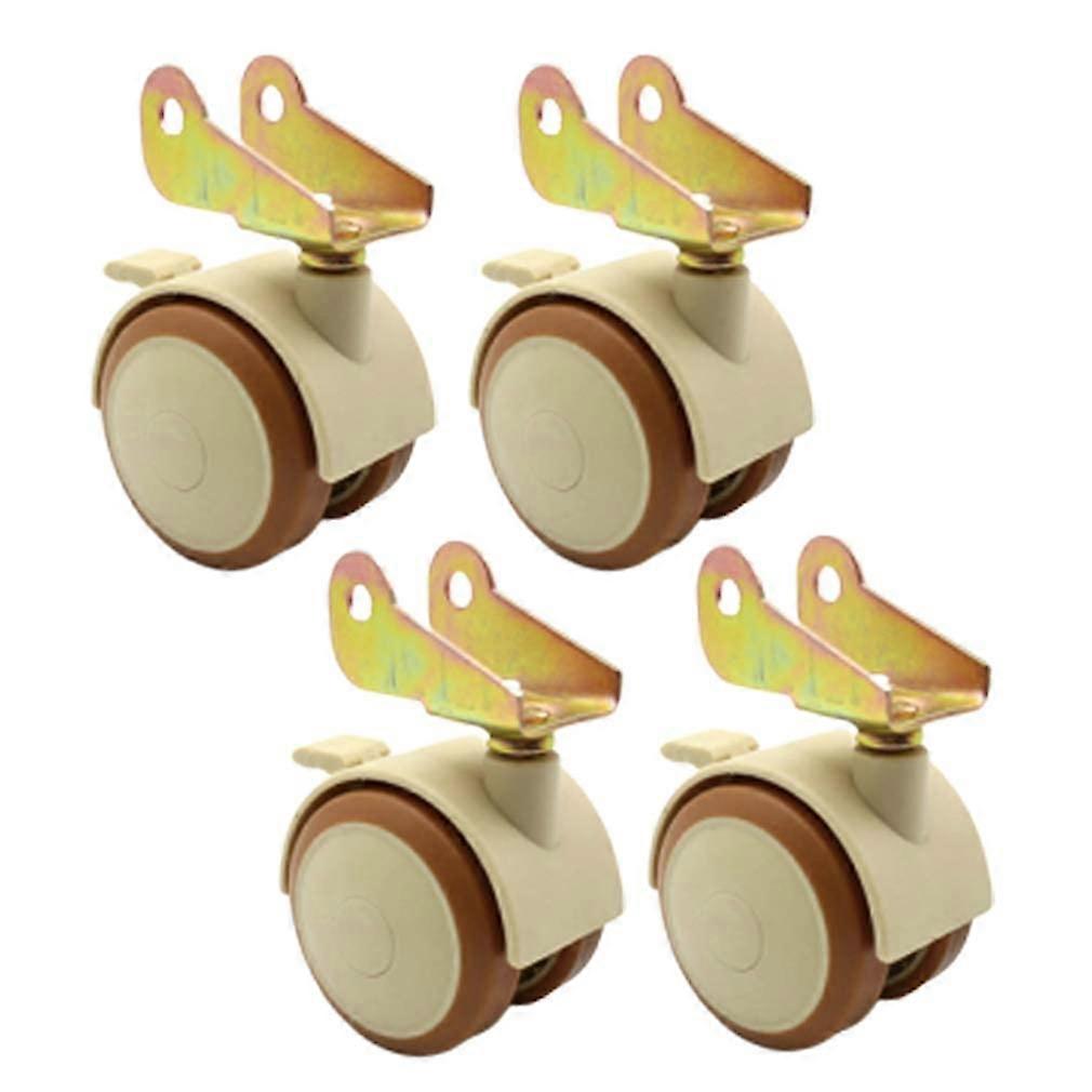Casters 4Pcs UBracket Rubber, 2Inch Swivel Brakes, Quiet Universal, 120 Kg Load, Furniture Casters For Cot, Fold 20mm