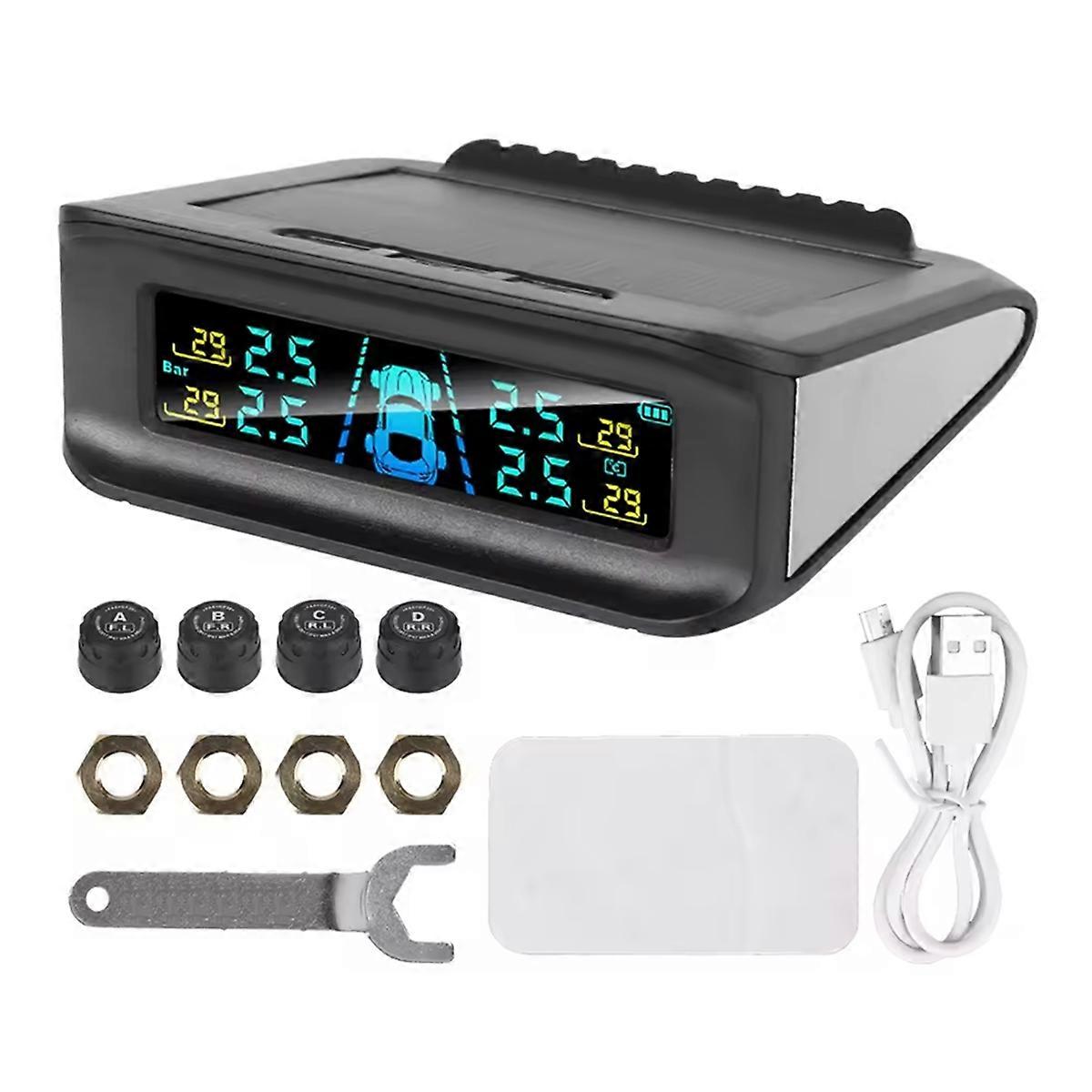 Wireless Solar Power Smart Car TPMS Tire Pressure Alarm System Car Safety Tire Pressure Monitor System Digital Display