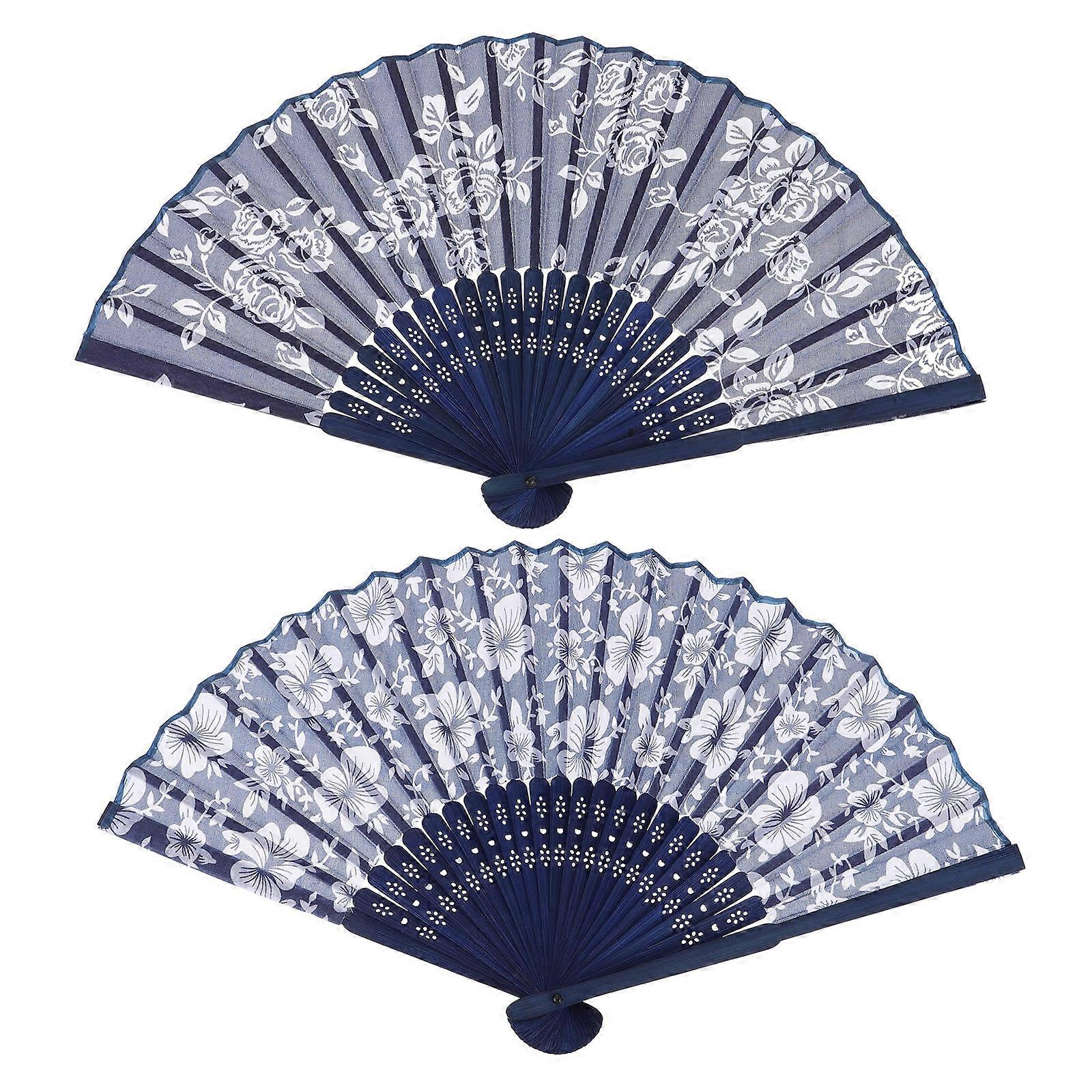 Hand Fan Foldable Chinese Style Decorative For Themed Party 21x3x1.5cm 2Pcs