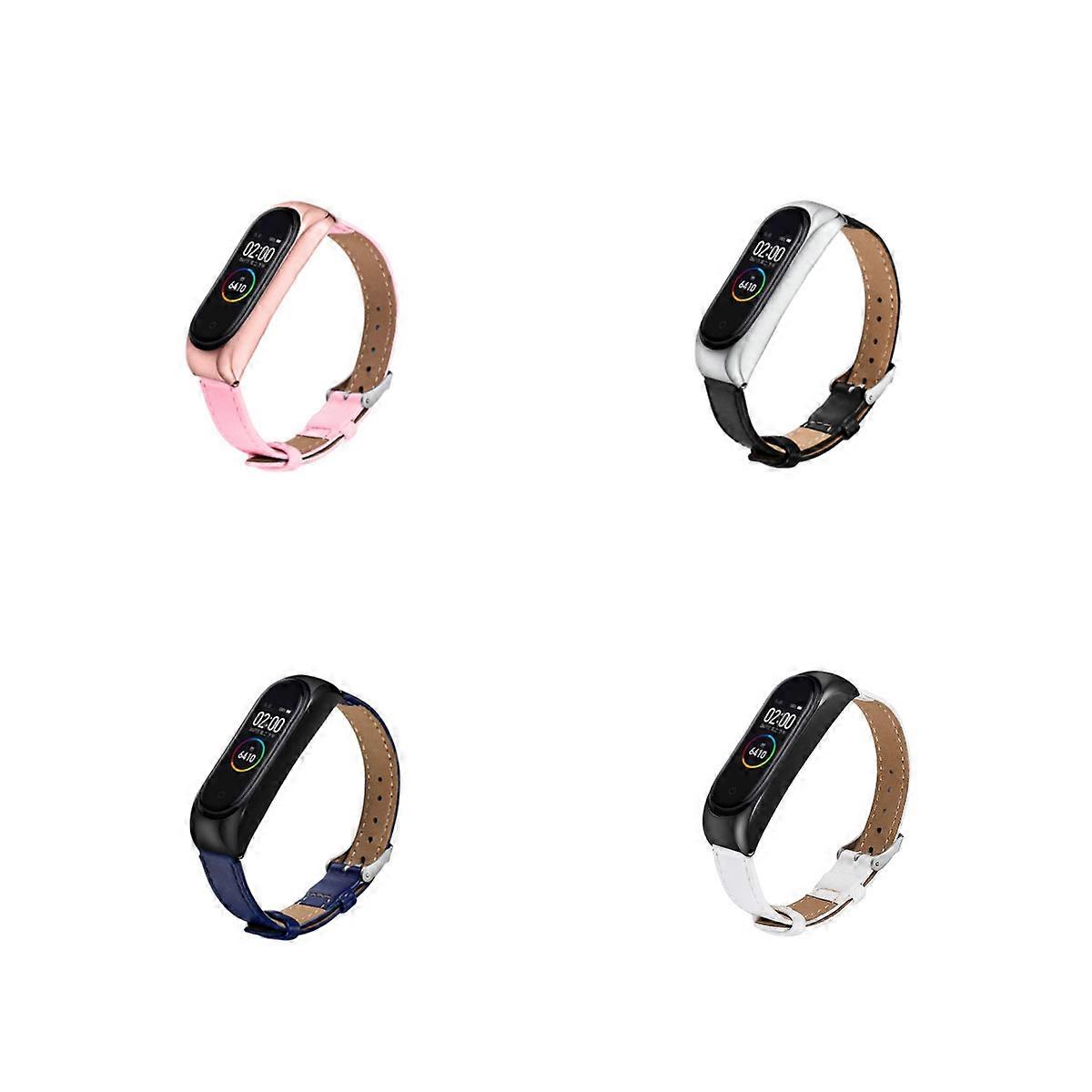 Alloy and Cowhide Bracelet Compatible with Mi Band 4 Blue for Decoration Use Ideal for Replacing