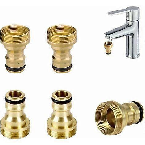 Brass Quick Connector, 5PCS Anti-Rust Faucet Connector Hose Adapter Threaded