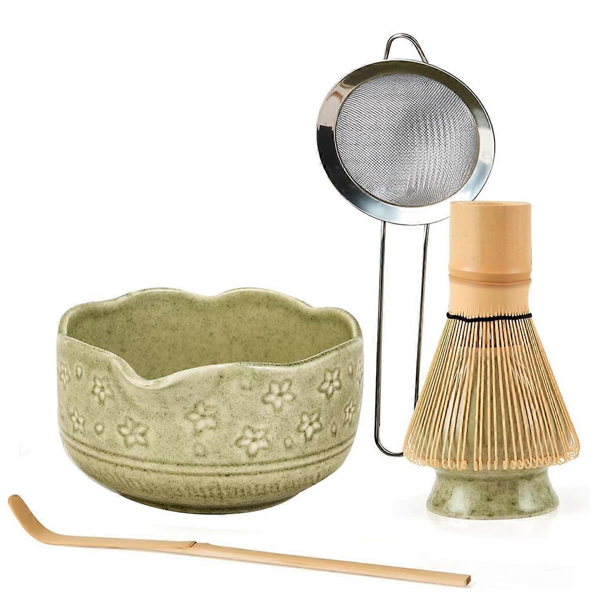 5Pcs Matcha Whisk Set with 18OZ Bowl Japanese Ceremony Kit
