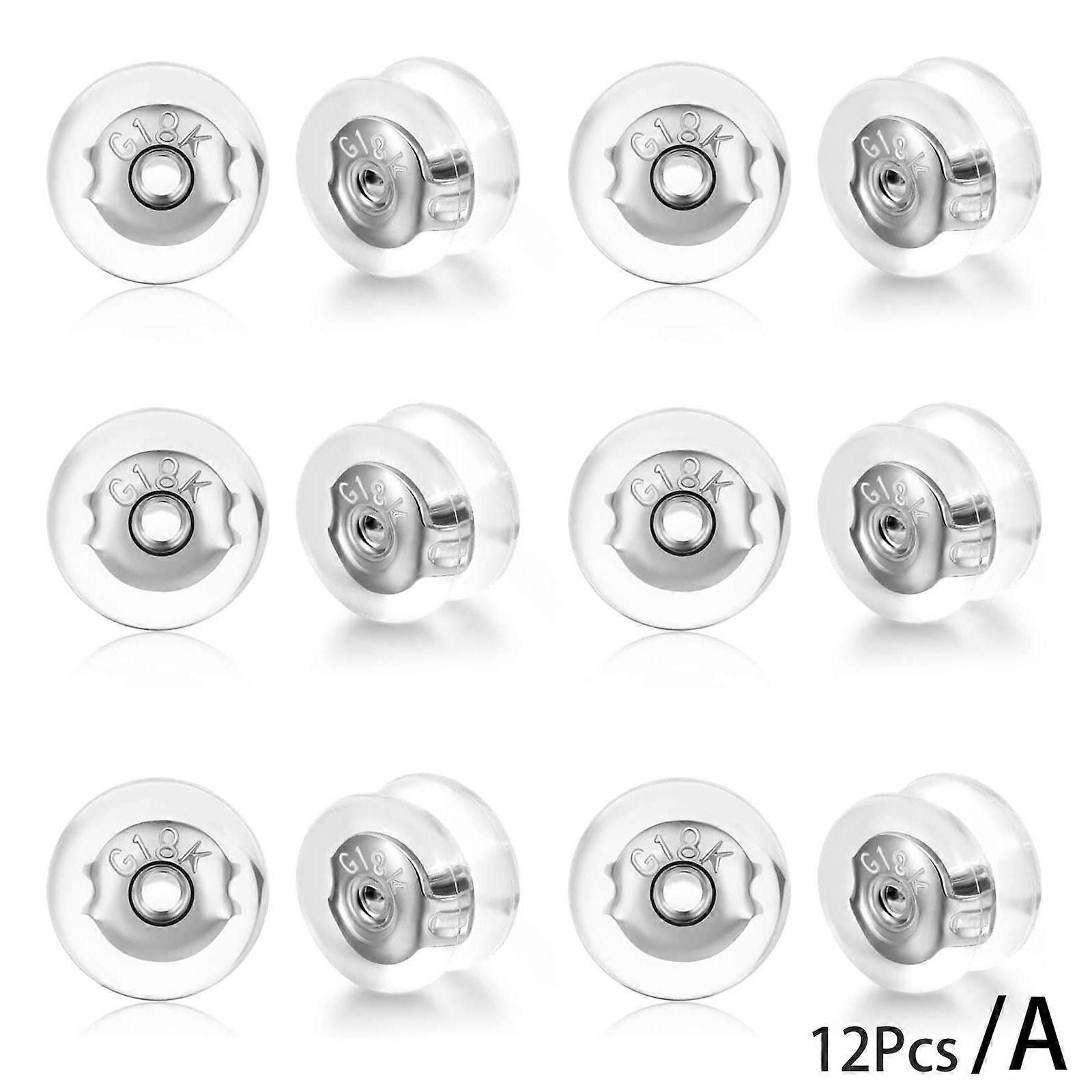 12pcs Locking Secure Earring Backs for Studs, Silicone Earring Backs Gold Silve