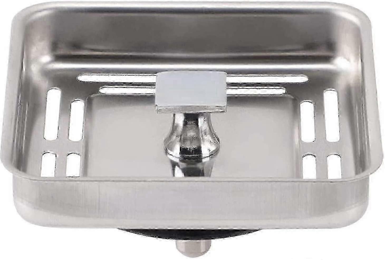 Stainless Steel Square Sink Stopper Column with Anti-Clog Drain Net for Kitchen