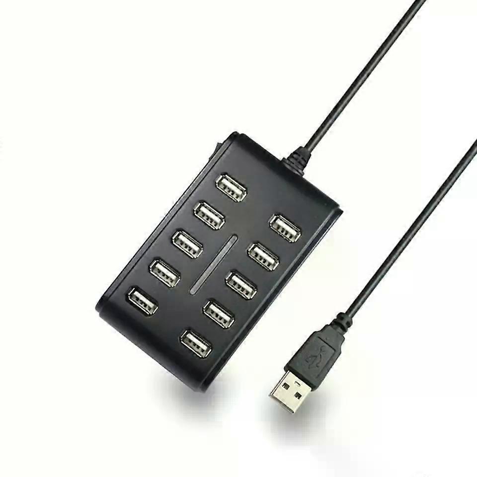 10 Port Powered USB Hub, USB 2.0 High Speed USB Splitter for PC, Data Transmission & Charging