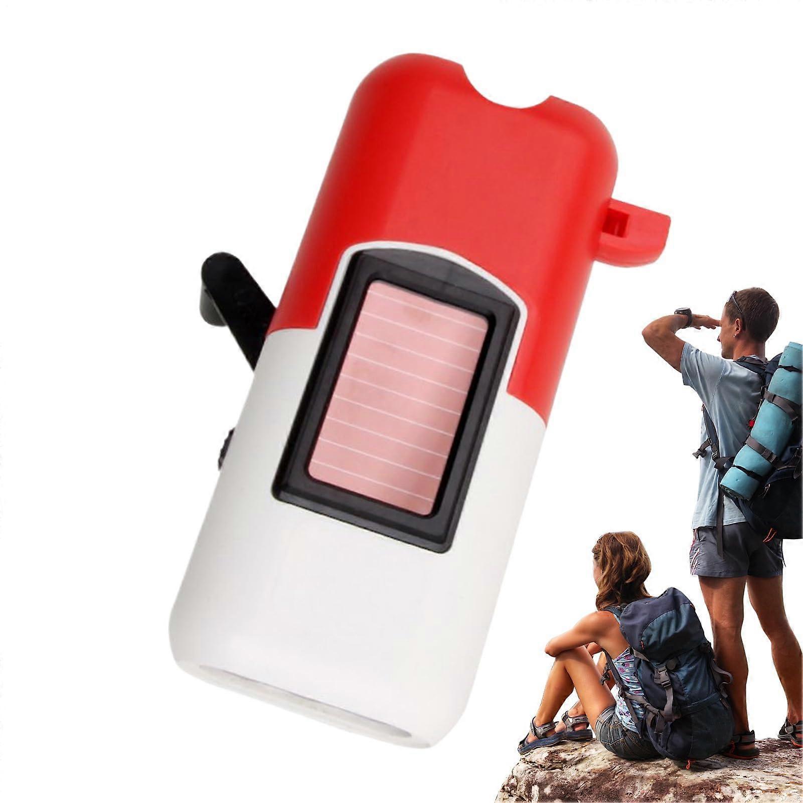 Wind Up Torch Hand Crank Solar Flashlight With Whistle Emergency LED Outdoor Camping Hiking Portable Brightness Lamp
