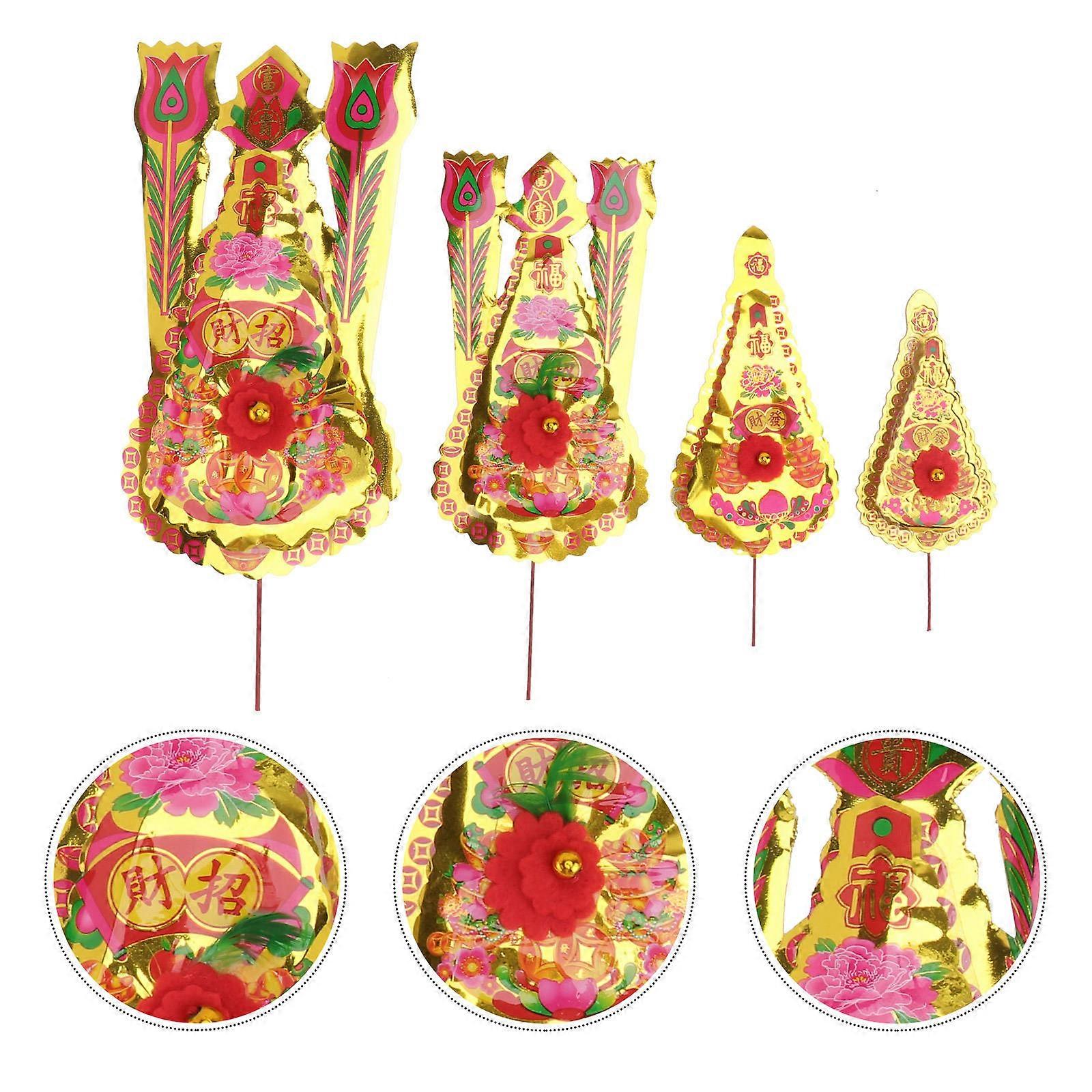 Fortune Flower Buddhist Supply Inserted Flower for Home Use 4Pcs Set