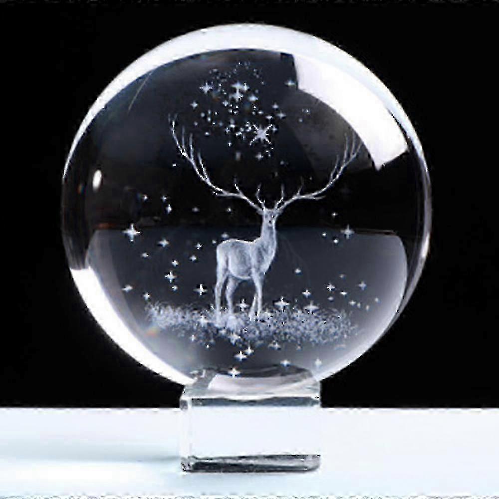 3d Crystal Ball Engraved With Silver Stand 2.36 In. Centerpiece Decorations With