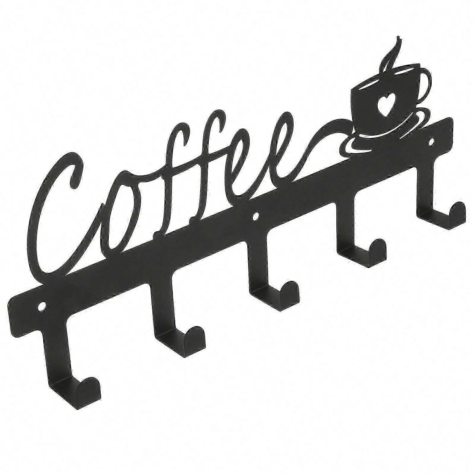 Coffee Mug Wall Rack Coffee Cup Holder Wall Mounted with 4 Hooks Kitchen Wall Rack