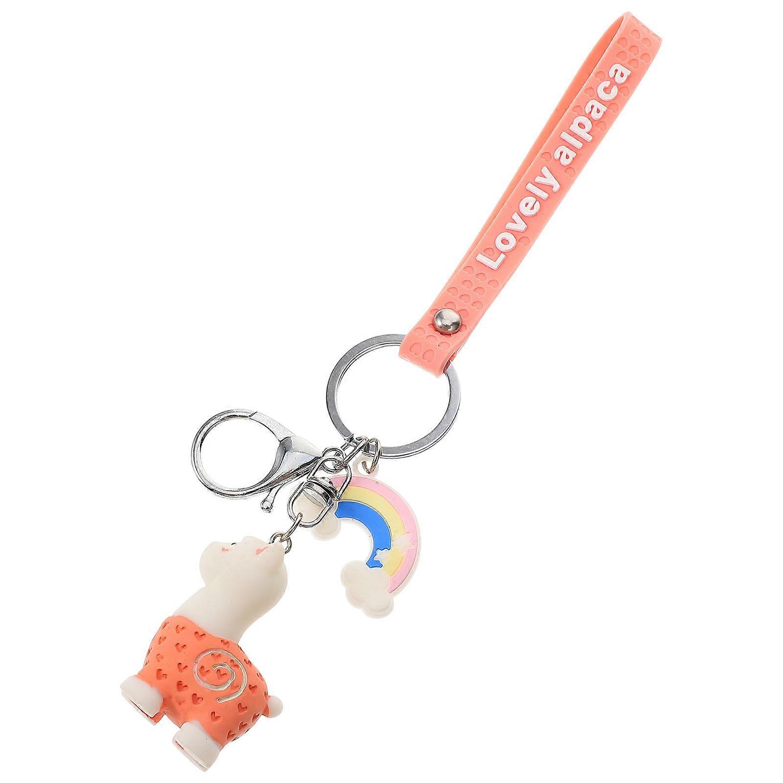 Alpaca Hairball Keychains Unique Key Ring for Decoration Use Pink