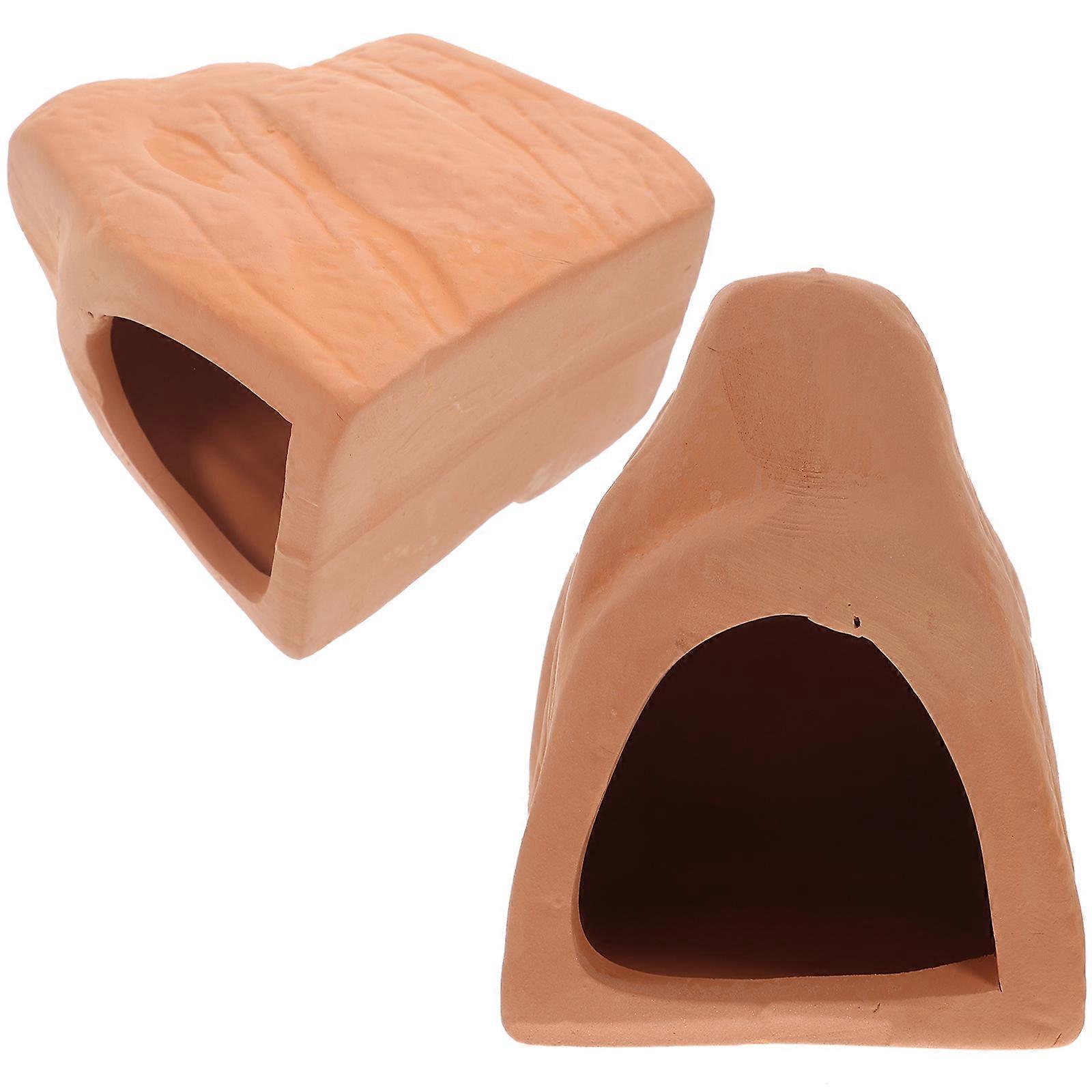 Fish Tank Decorations Shrimp Cave Volcano Shape 3.5×2.8×3.7in Decorative Aquarium Decor Stable Bottom 2Pcs