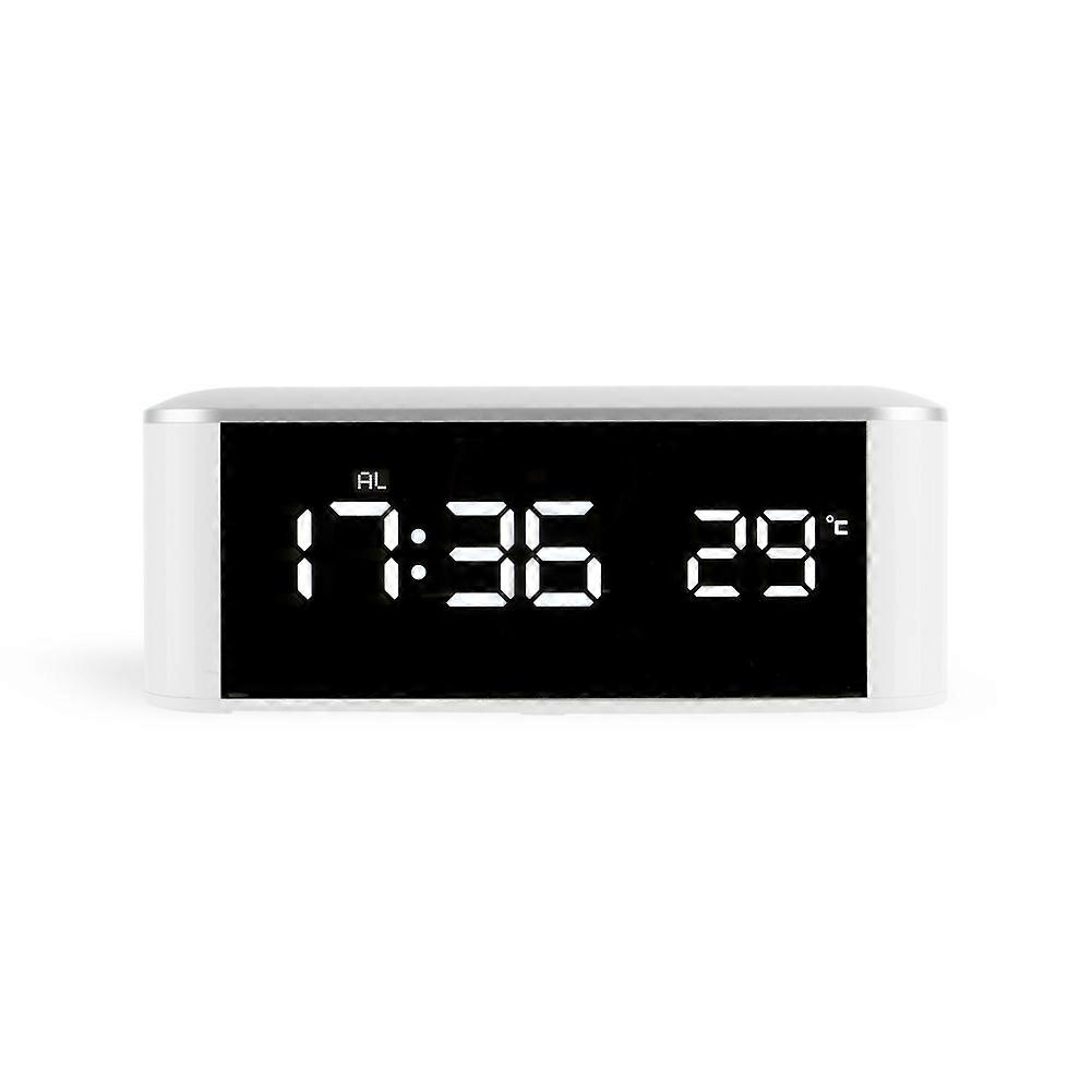 LED Alarm Clock Thermometer Digital Wall Clock,White Words