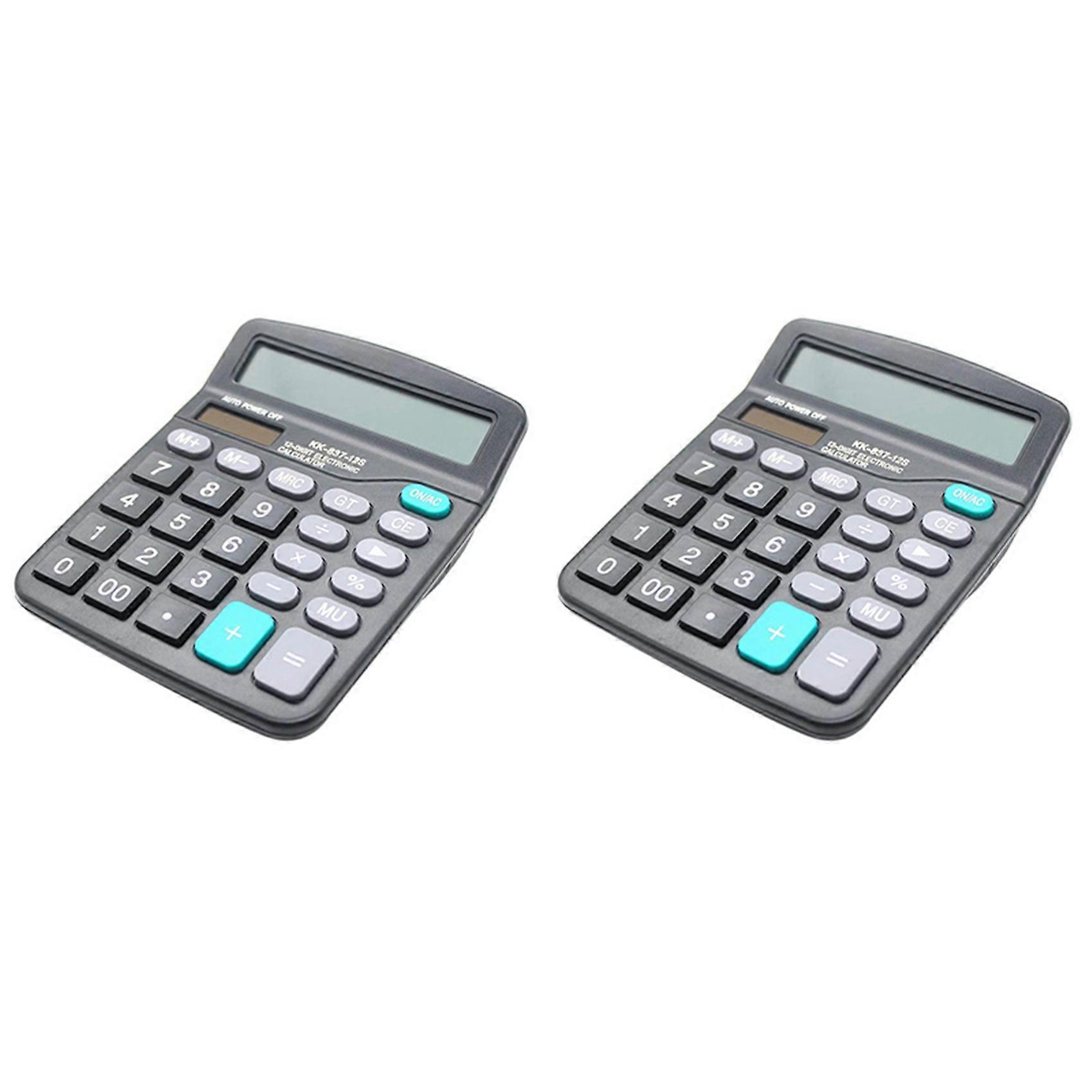 2X Desk Calculator, 12-Digit Solar Battery Office Calculator with Large LCD Display Big Sensitive Bu