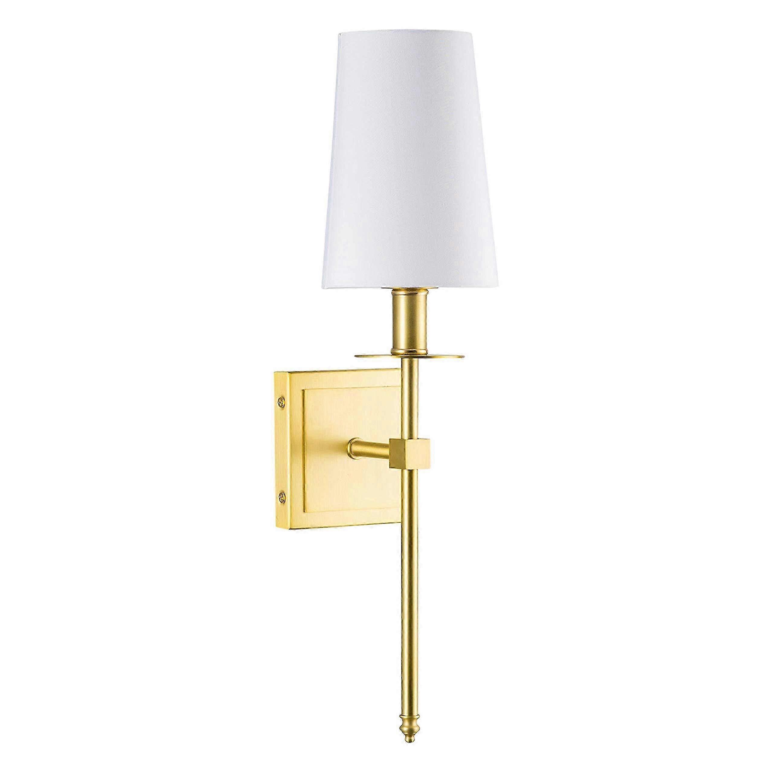 Éclairage mural doré avec abat-jour en tissu blanc - Applique homologuée UL 2025