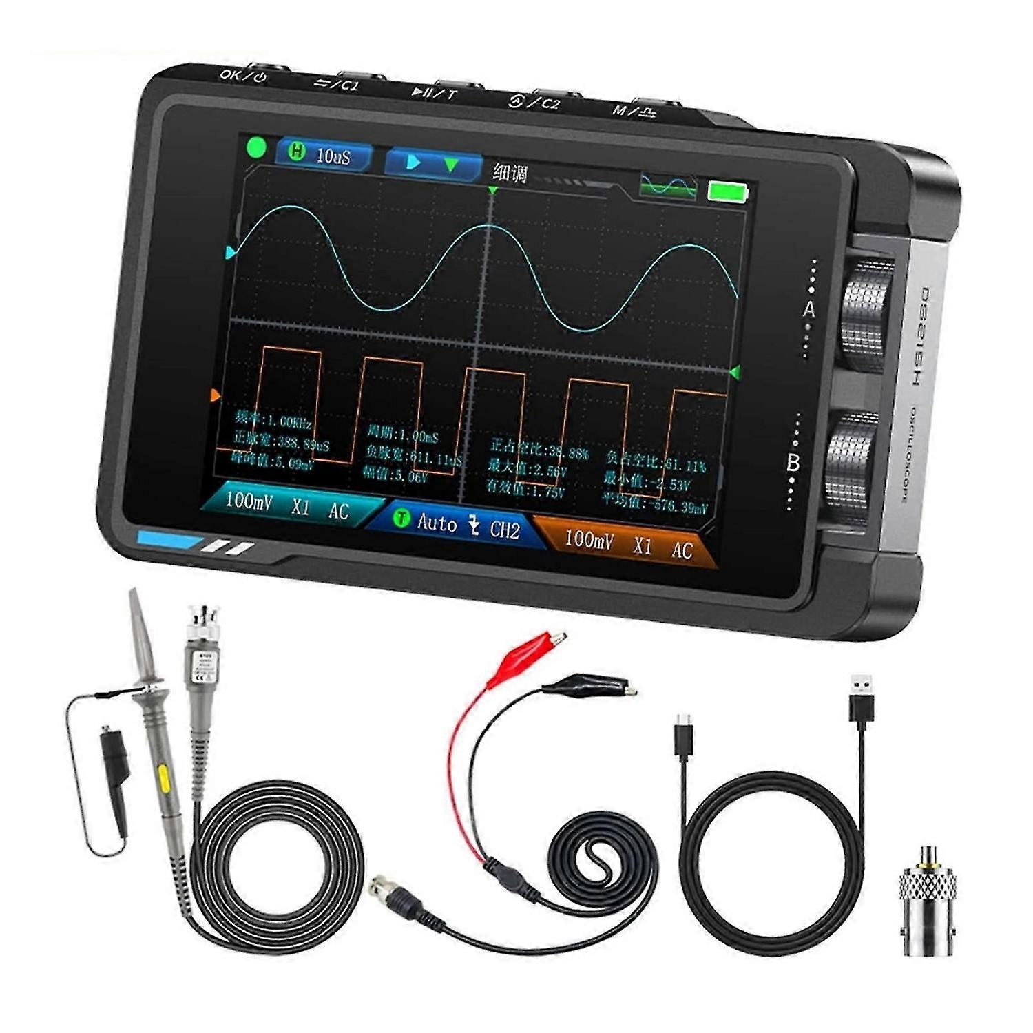 DS215H Mini Digital Oscilloscope with Signal Generator, 50MHz, 2 Channels, 3.5-inch Screen, Portable for Electronics Repair and Hobbyists